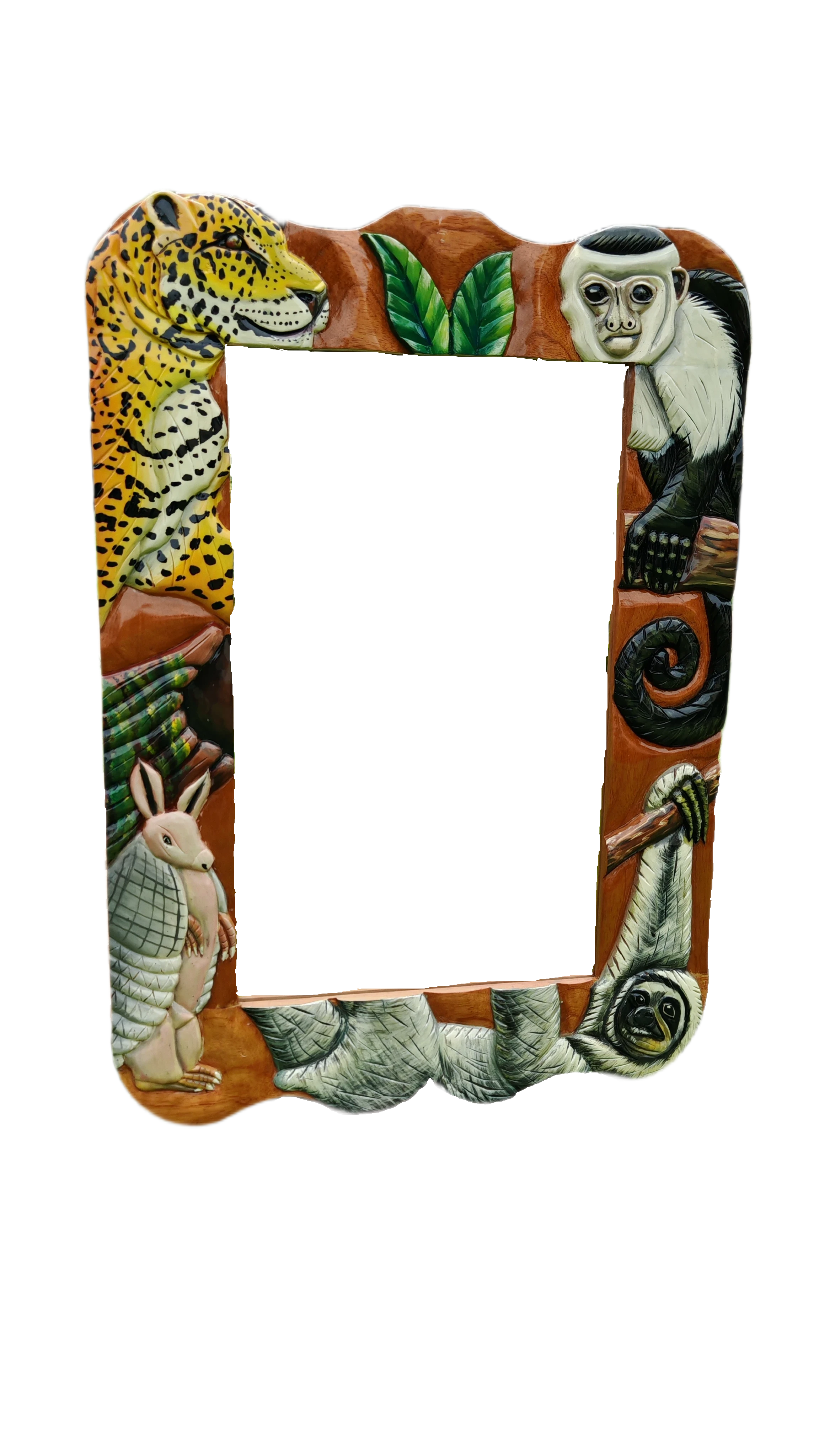 Hand‑Carved Dry‑Forest Fauna Mirror