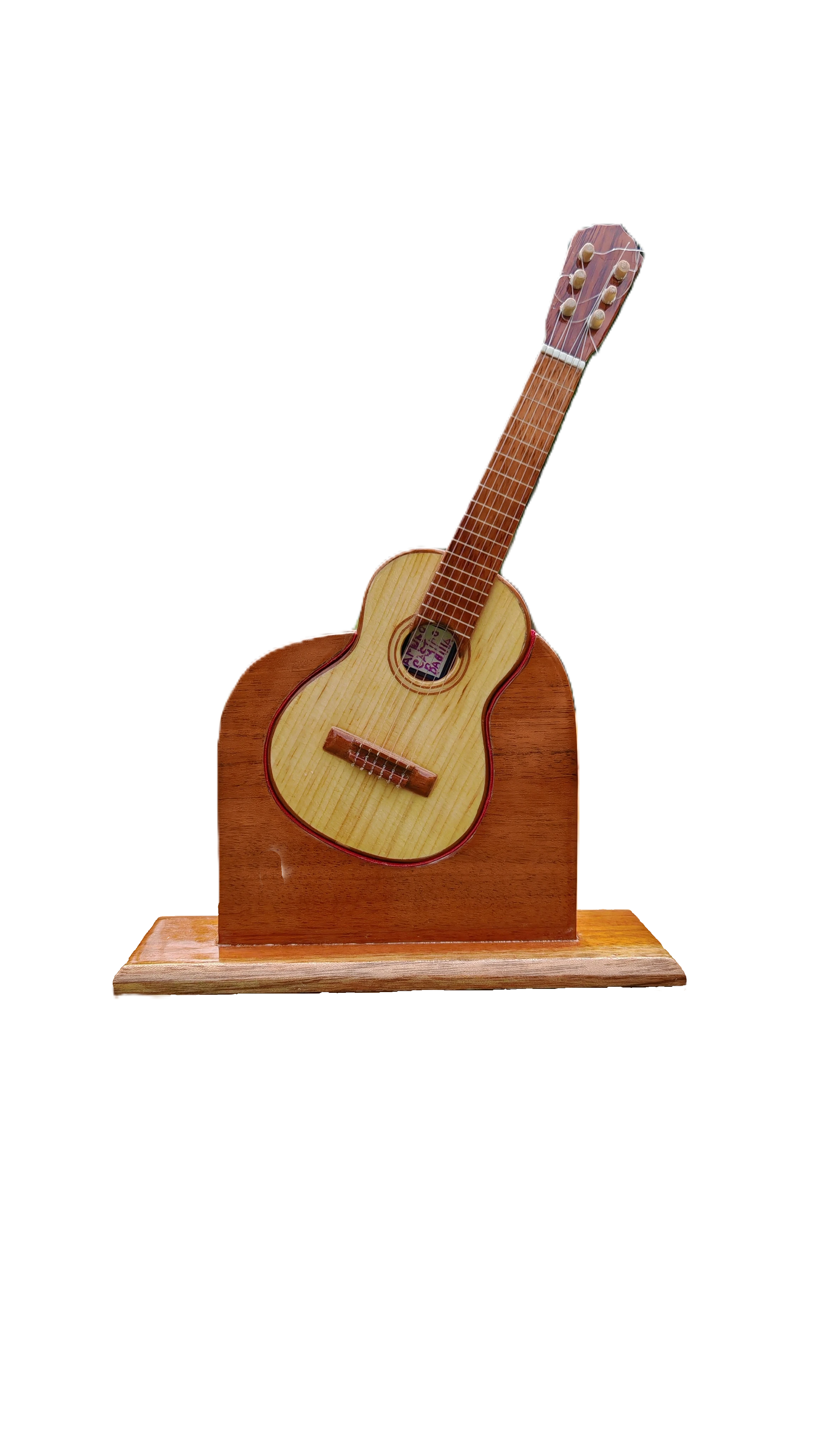 Miniature Guitar Ornament with Dark Cedar Stand